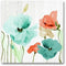 Genius Decor - Teal and Coral Flowers Floral Canvas Wall Art Decor (Teal Coral, 16x16inch)...