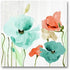 Genius Decor - Teal and Coral Flowers Floral Canvas Wall Art Decor (Teal Coral, 16x16inch)...