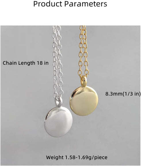 Round Gold Coin Pendant Necklace for Women Girls 925 Sterling Silver 18K Gold Plated Simple Small Full Moon Minimalist Geometric Disk Circle Chain...