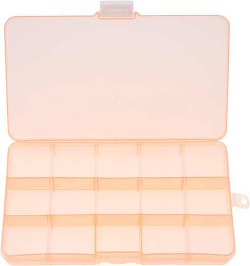 OriGlam Plastic Storage Case Container with Adjustable Dividers, Small Clear Plastic Bead Storage Box with 15 Grids for Jewelry Craft Beads Bolts ...
