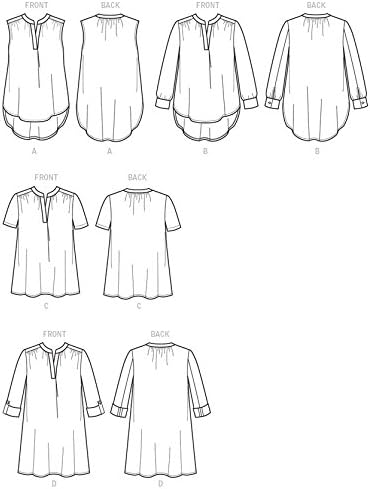 McCall's Patterns M7324 Misses' Half Placket Tops and Tunic, Size E5 (14-16-18-20-22)...