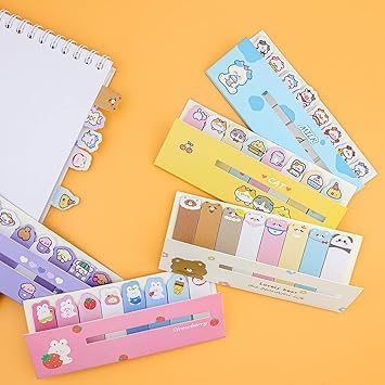 1200 Pcs Self-Stick Index Tabs Sticky Note Tabs Cartoon Page Flags Cute Animals Bookmarks Mini Sticky Note Paper Page Markers Stickers for Student...