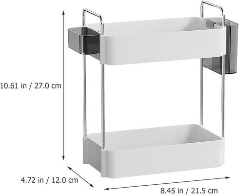 2-Tier Adjustable Countertop Organizer Tray Dual-Level Spice Rack and Cosmetic Storage Multipurpose Kitchen Cabinet & Pantry Organizer for Condime...