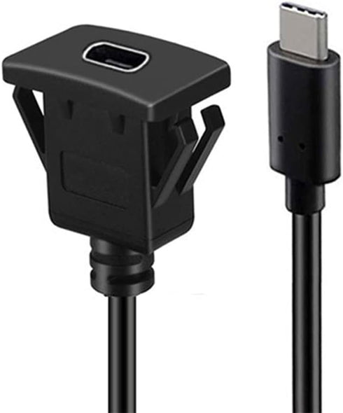 NFHK Waterproof Dustproof USB-C Type-C USB 3.1 10Gbps Extension Flush Car Latch Mount Extension Cable for Dashboard Panel...