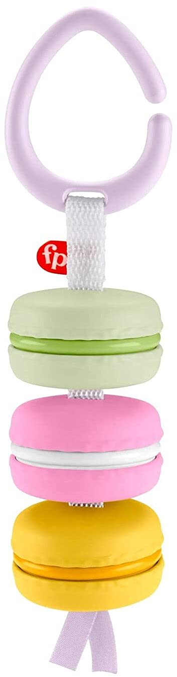 Fisher-Price Baby Pretend Food Baby Rattle My First Macaron Take-Along Sensory Toy for Newborns in Gift Ready Package...