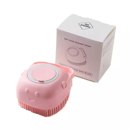 Bathroom Puppy Big Dog Cat Bath Massage Brush Soft Safety Silicone Pet Accessories For Multifunctional pink...