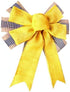 Large Yellow Burlap Spring Wreath Bow Decoration Ribbon Bows Tree Topper Decorative Ornaments for Spring Summer Party Home Decor...