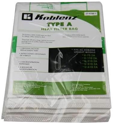 Koblenz Type A HEPA disposable paper bags #45-0766-1...