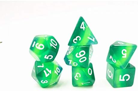 HD Polyhedral Dice Sets D&D Dice for Dungeon and Dragons RPG Role Playing Games MTG Pathfinder Table Top Games 7 Dice Set Green Translucent Layer ...