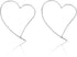 925 Sterling Silver Big Large Heart Hoop Earrings Threader Earrings for Women Thin Wire Lightweight 50mm for Women...