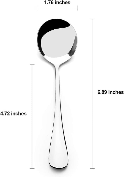 Soup Spoons, AmoVee Wholesale Stainless Steel Alpha Round Spoons, Set of 16...