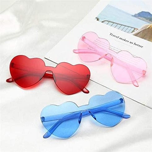 Dollger Heart Shape Sunglasses One Piece Transparent Rimless Candy Color Glasses…...