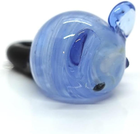 Mouse Micro Tiny Figurines Hand Blown Glass Art Animals Collectible Gift Home Décor (Blue Cartoon)...