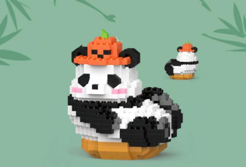 3D Mini Building Blocks, Micro BlocksToy Gift,Easter/Birthday/Christmas (Panda Pumpkin hat 396 PCS)...