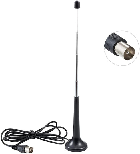 DVB-T Digital HDTV Antenna with Magnetic Base - 5 Sections Telescopic Pole - 5dBi VHF/UHF Mini TV Antenna - 1.5m/4.92ft RG174 Coax Cable for DVD, ...