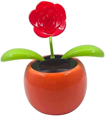 Solar Powered Dancing Flower Swinging Animated Dancer Toy Car Decoration for Car Dashboard Office Desk Decoration - Rose...
