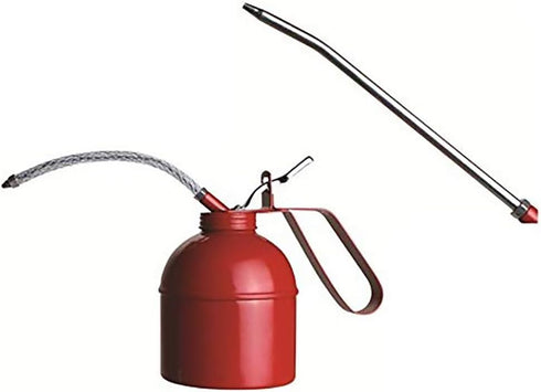 PROLUBE 41430 Steel PT-Type Oil Can, 200ml in Red, Includes 5 Rigid and 6 Flexible Spouts...