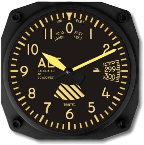 Trintec Vintage Altimeter Altitude Wall Clock 6.5 Square 9060V...