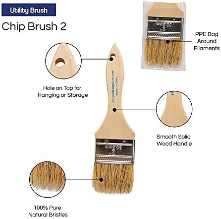 Pro Grade - Chip Paint Brushes - 12 Ea 2 Inch Chip Paint Brush Light Brown...