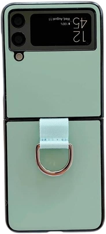 Lunivop Compatible with Samsung Galaxy Z Flip 3 5G Case Metal Ring Ultra Slim Cover Hard Plastic PU Leather Shockproof Phone Case Fashion (for Gal...