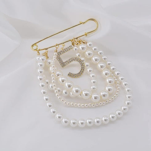 Lapel Pins and Brooches with Lucky Number 5 Dangle,Brooch Pins for Women Fashion...