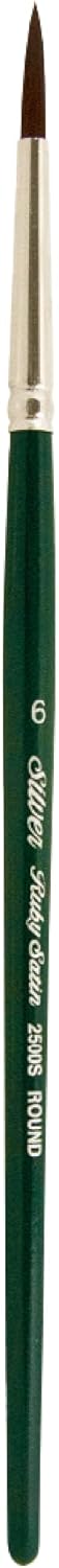 Silver Brush Limited 2500S6 Ruby Satin Round Brush for Fluid and Flow Acrylics, Size 6, Short Handle...