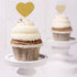WARMBUY 50 Pack Double Sided Gold Glitter Cupcake Toppers Attached with Sticks for Baby Bridal Shower Birthday Party and Wedding (Heart)...