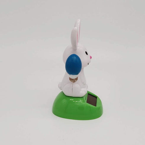 Solar Powered Toy Shaking Head Rabbit Statue Shaking Head Dancing Toy Rabbit Bunny Figurines for Car Dash Board Decorations - White...