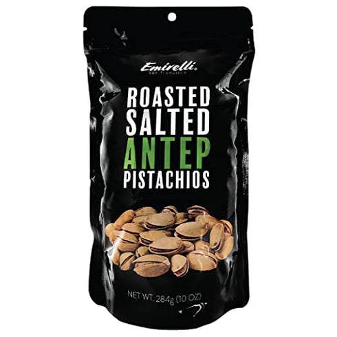 Emirelli Turkish Antep Pistachios in Shell, Roasted and Salted Intense Nuts, Non GMO Gluten Free Natural Vegan Healthy Snacks, Shelled Pistachios ...