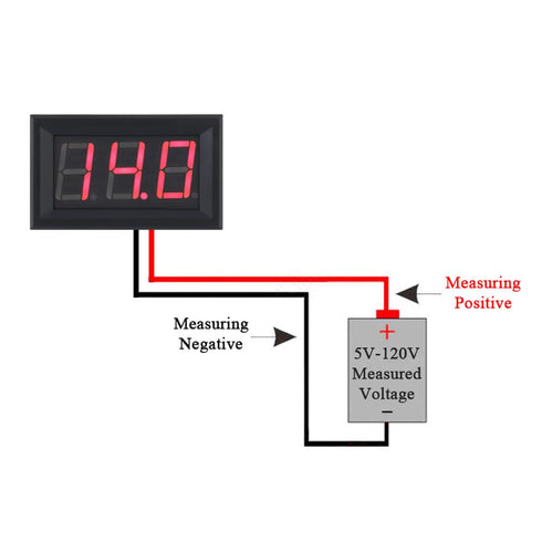 5 Pack DC 5-120V Digital Mini Voltmeter 2 Wire 0.56 inch LED Display Panel for Motorcycle Battery Monitor (Red)...