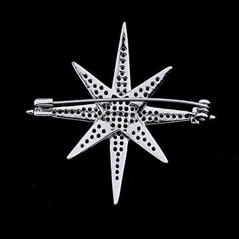 Victorian Style Full Micro Pave Double Layered 8 Pointed Burst Star Brooches Pins Celestial Jewelry...