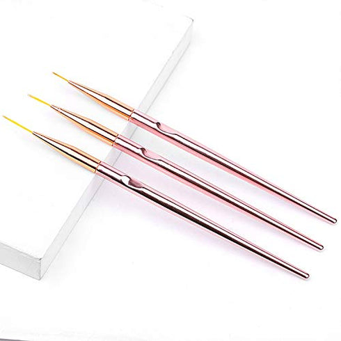 6PCS Nail Art Liner Brushes Set, UV Gel Acrylic Nail Art Drawing Painting Brushes Rose Gold Handle French Stripe Lines Painting Nail Pens...