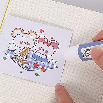 Cute Little Girl Patterns Solid Glues, (1Random Pattern) Cartoon Solid Glue Stick Strong Adhesives for Student Stationery DIY Craft High Viscosity...