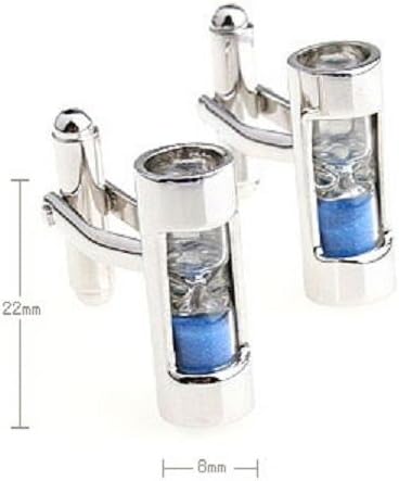 Sand Timer Hourglass Blue Steampunk Sandtimer Pair Cufflinks in Presentation Gift Box & Polishing Cloth...