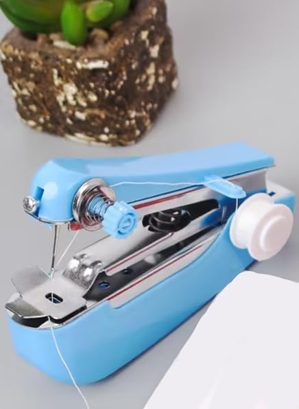 Blue Handheld Sewing Machine, Mini Portable Electric Sewing Machine for Beginners Adult, Easy to Use and Fast Stitch Suitable for Clothes, Fabrics...