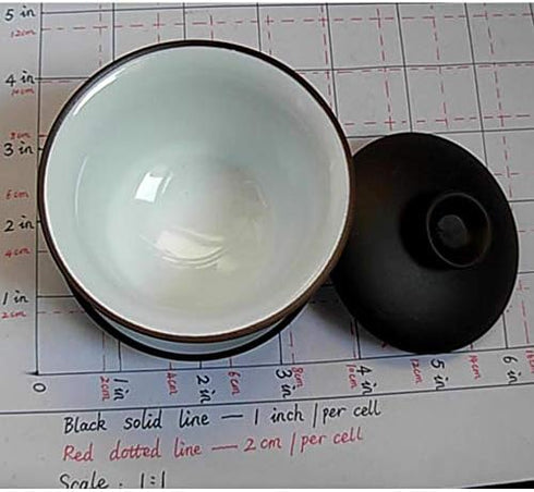 Gaiwan Teacup Kungfu Tea bowl Zisha Red Clay black 4oz/130ml Cup Sancai Saucers (Black white)...