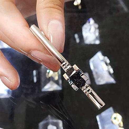 Starry Sky Cufflinks and Tie Clip Set with Gift Box and Greeting Card, Galaxy Dark Blue Cufflinks and Tie Clip Gift Set for Men...