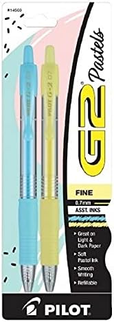 PILOT (3) G2 Pastels Gel Pens, Retractable, Rubber Grip, Fine Pt, 0.7mm, Assorted Colors 2-Packs (14569)...