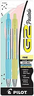 PILOT (3) G2 Pastels Gel Pens, Retractable, Rubber Grip, Fine Pt, 0.7mm, Assorted Colors 2-Packs (14569)...