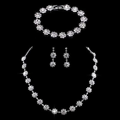 COLORFUL BLING Elegant Luxury Crystal Rhinestone Necklace Earrings Bracelet Jewelry Set Wedding Bridal for Women Wedding Prom...