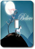 3dRose lsp_165239_1 Believe, Stylized Tree On Hill with Unicorn, Moon, and Pink Flowers Toggle Switch...