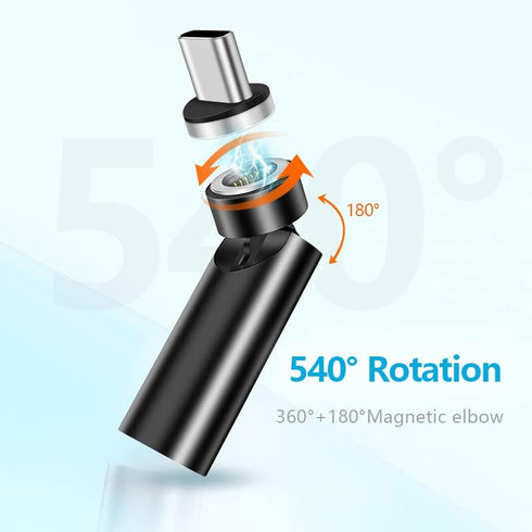 Magnetic USB C Adapter 2 Pack 540 Degree Rotaion 3 in 1 USB C Magnetic Adapter QC 3.0 Fast Charging Max Support 3A, Black...