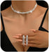 Bride Wedding Crystal Necklace Earrings Set Silver Bridal Choker Necklaces Pendant Jewelry for Women...