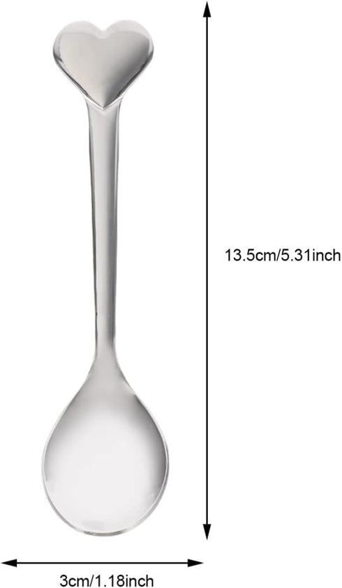 Spoons Silverware 12pcs Coffee Spoon Heart Shaped Spoons Dessert Spoon Stainless Steel Spoon Ice Cream Spoons Tea Spoons Love Spoon for Valentines...