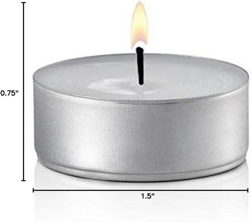 White Unscented Tea Lights- Smokeless, Drip less, Long Lasting Flames- Center Pieces for Dinners and Events- European Wax Flame- Bulk Pack (100 Ca...