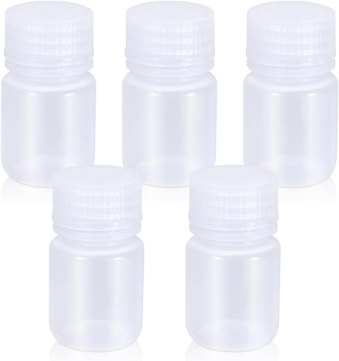 1 oz Wide Mouth Lab Reagent Bottle, Laboratory Grade Chemical Container, Sealed Leak-proof Clear PP Bottle, Pill Bottle, Water Sample Bottle(5 Pcs...