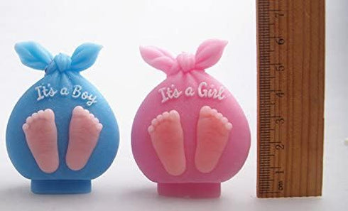Baby Shower Silicone Candle Mold,3D Baby Foot Silicone Soap Mold Fondant Cake Decorating Candy Chocolate Mould (Boy&Girl)...