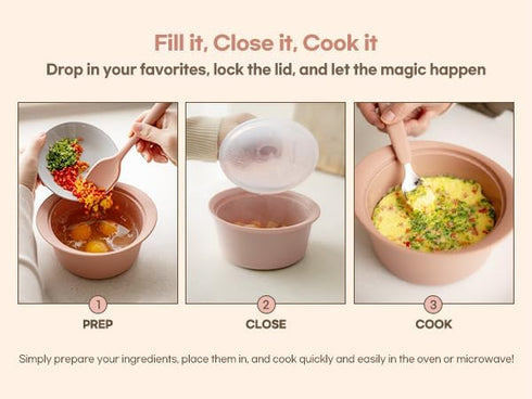 MOMOBIN Microwave Silicone Steamer for Baby Food, Dishwasher & Oven Safe to 482°F, Easy Clean, Korea Made (Creme Brulee, 27.1oz (800ml))...