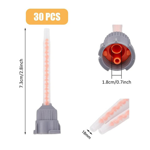 SUPERFINDINGS 30Pcs Plastic Epoxy Mixing Nozzle Tips Orange AB Glue Mixing Tube for Adhesive Gun 10:1 Resin Mixing Nozzle Flat Buckle for AB Glue ...