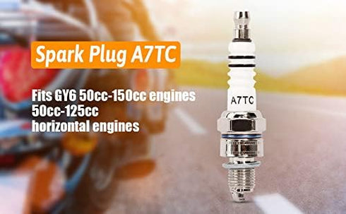 Spark Plug A7TC Compatible with GY6 50cc - 70cc 90cc 110cc 125cc 150cc ATV Scooter Pit Dirt Pocket Racing Mini Super Bike Moped Go Kart Quad Buggy...